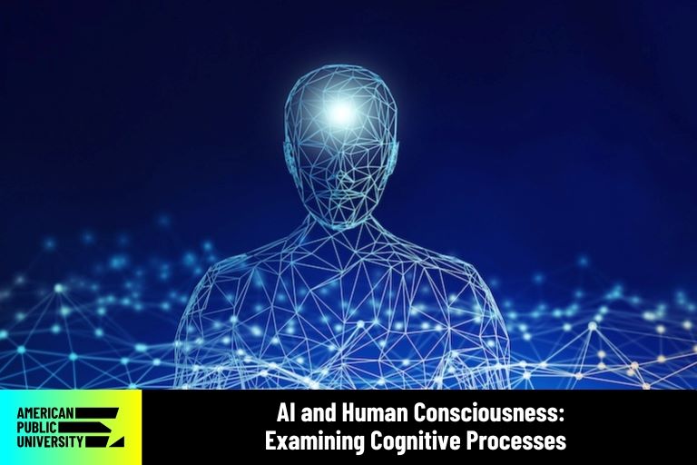 AI image in shape of human depicting human consciousness