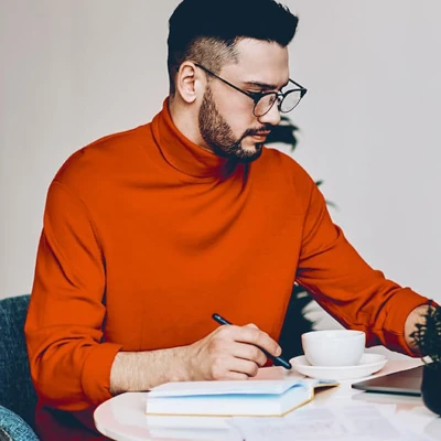 Man sitting at desk working