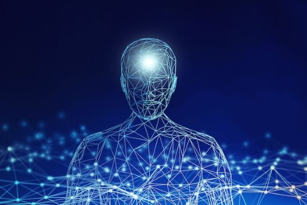 AI image in shape of human depicting human consciousness