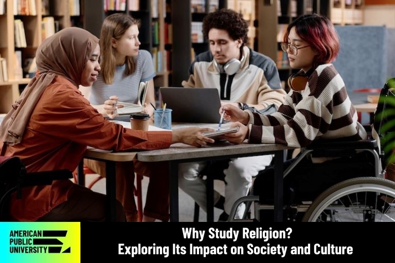 group of students studying religion