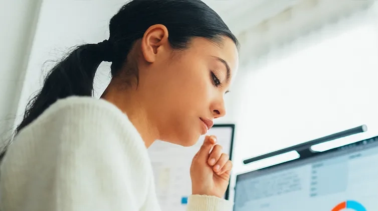 Woman working on document