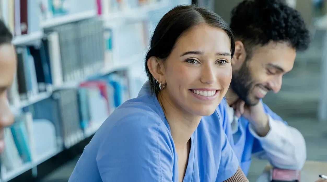 Health care worker smiling