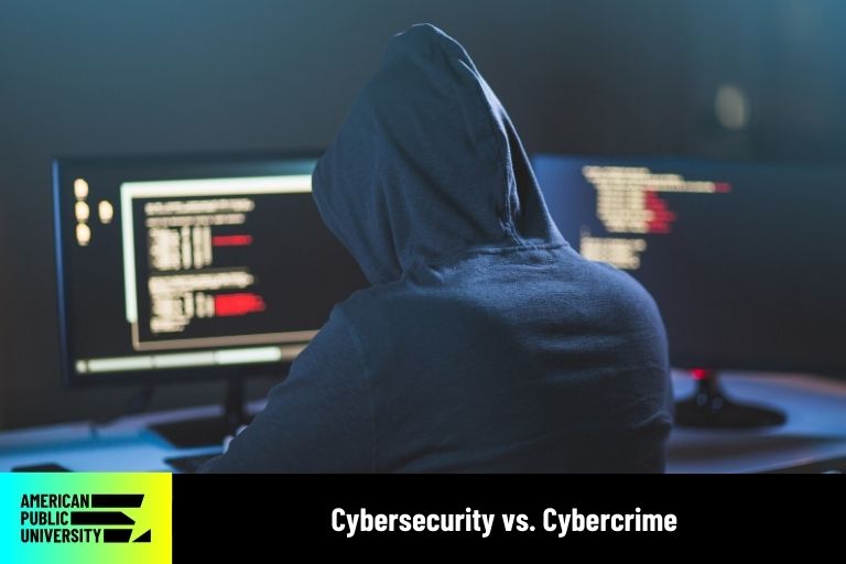 cyber criminal hacking at desktop computer