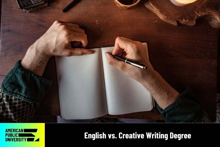 Creative writing student with notebook