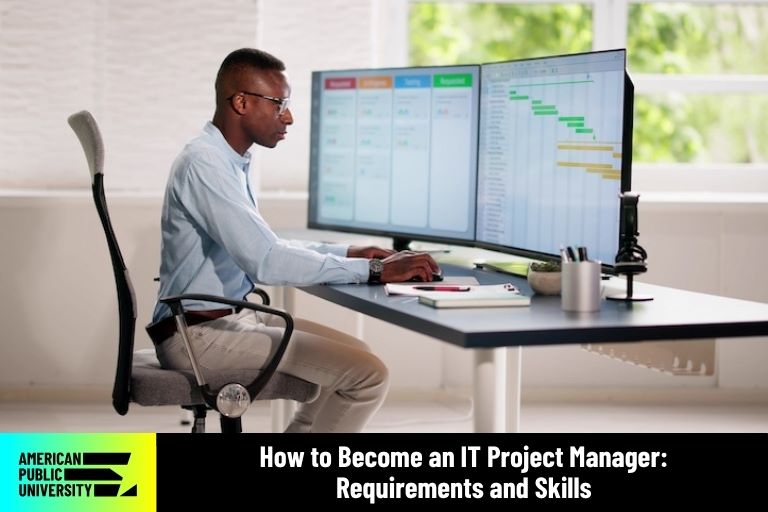 how-to-become-project-manager IT project manager sitting at computer