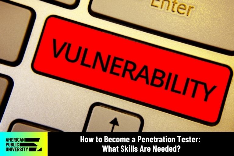 penetration-tester computer keyboard with vulnerability button