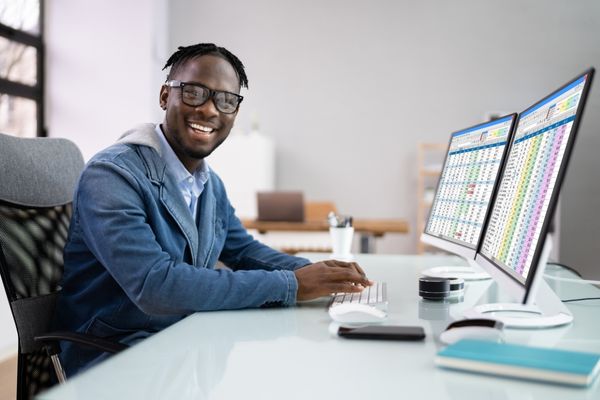 intelligence analyst working on computer